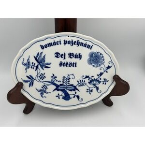 Original Bohemia Zwiebelmuster Blue Onion Czech Home Blessing Wall Plaque 9.5"
